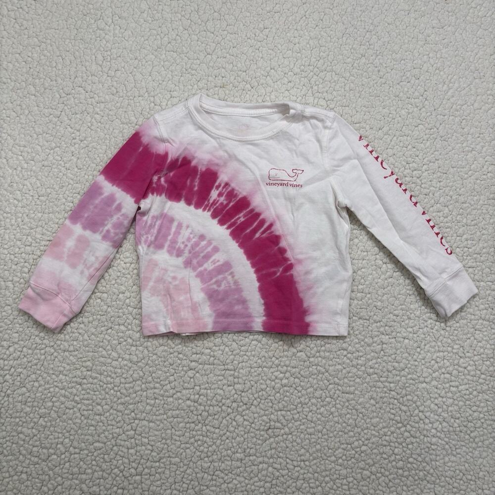 Vineyard Vines Toddler Girls Pink Tie Dye Long Sleeve Whale T-Shirt Size 2T